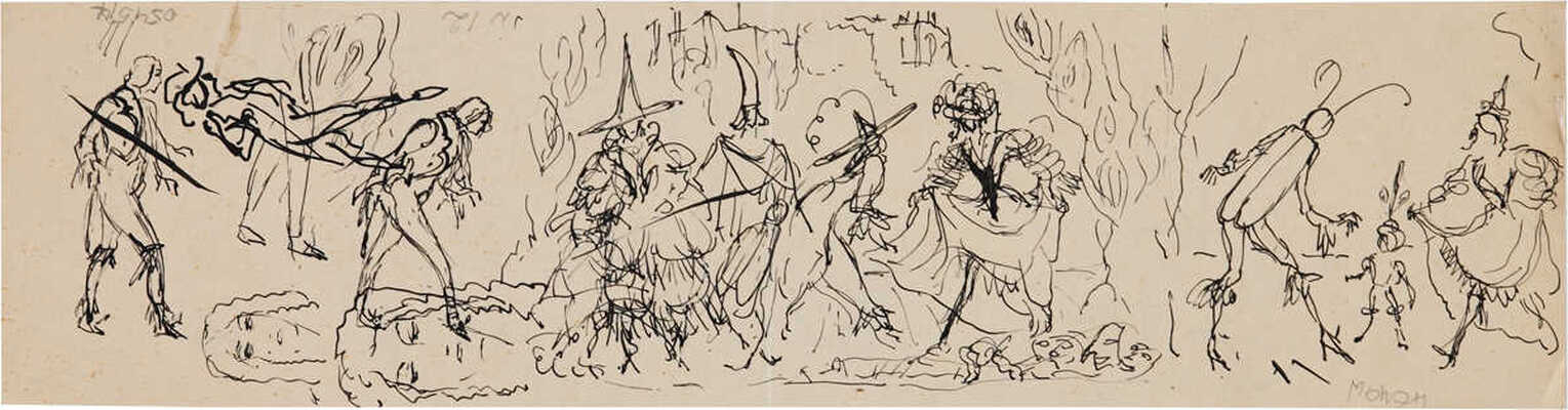 Бехтеев Владимир Георгиевич. Лот из 19 иллюстраций к роману Т. Готье «Девица Мопен» на 16 листах, на оборотной стороне наброски (для издательства Academia)